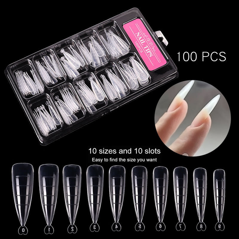 Nail Art Sheets Ultra-thin Non-marking Water Drop Pointed Ballet Coffin Trapezoid Sheets 100 Pieces Box Sheets with Scale