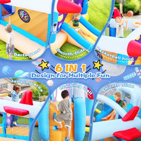 6 In 1 Outdoor Indoor Inflatable Bouncer For Kids Target Ball Basketball Slide With Blower WL
