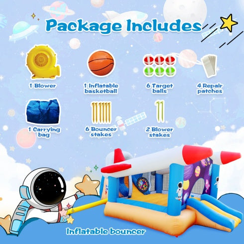 6 In 1 Outdoor Indoor Inflatable Bouncer For Kids Target Ball Basketball Slide With Blower WL