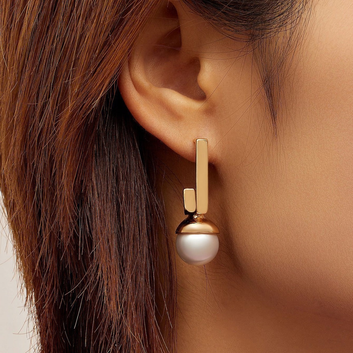 Square And Round Face French Pearl Earrings Niche