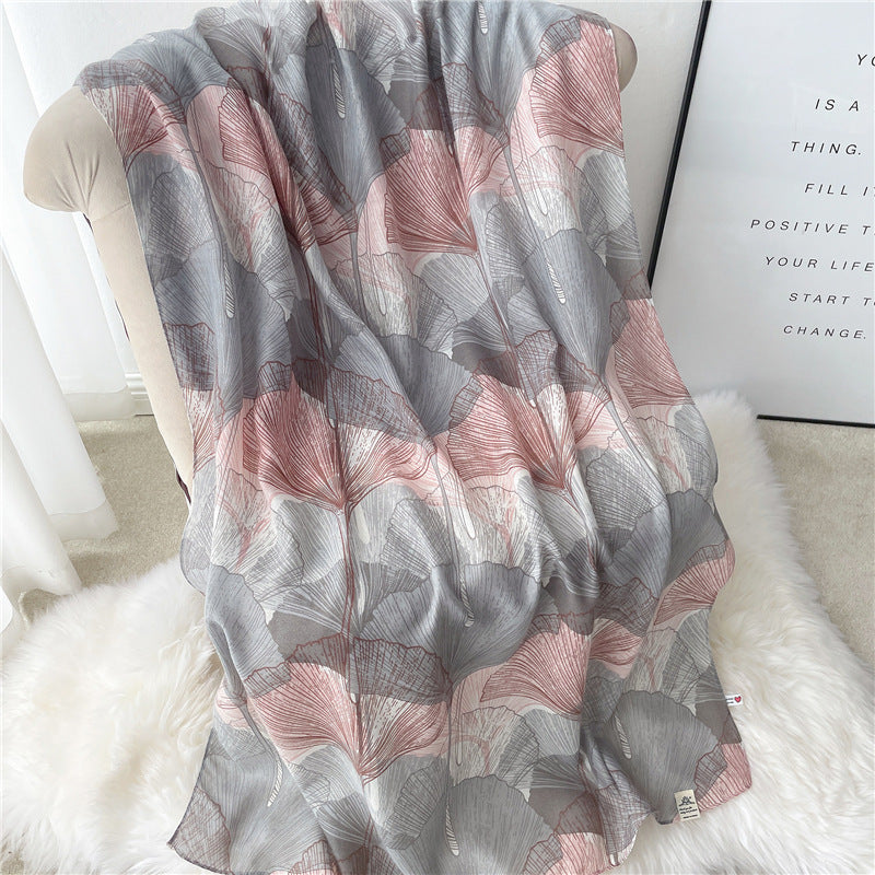 Ginkgo Leaf Scarf Women's Simple Line Versatile Decorative Shawl