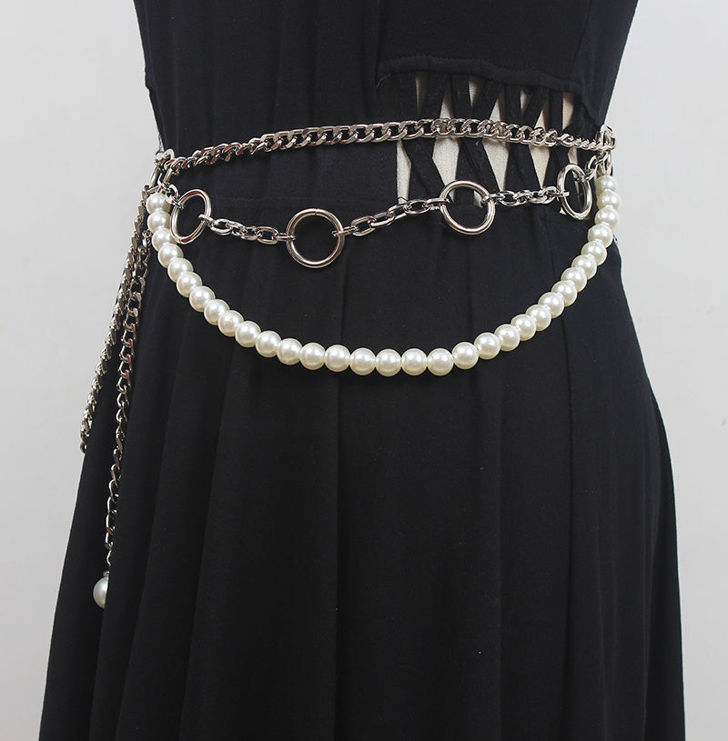 Fashion All-match Pearl Waist Chain Decoration Dress With Skirt Thin Belt Accessories