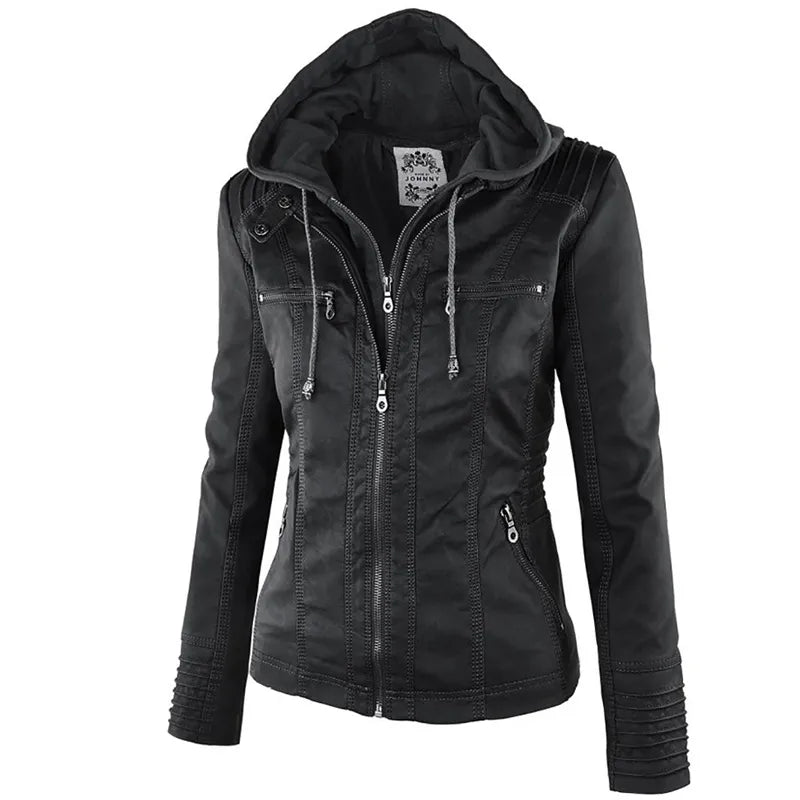 Winter Faux Leather Jacket Women Casual Basic Coats Waterproof Windproof Coats