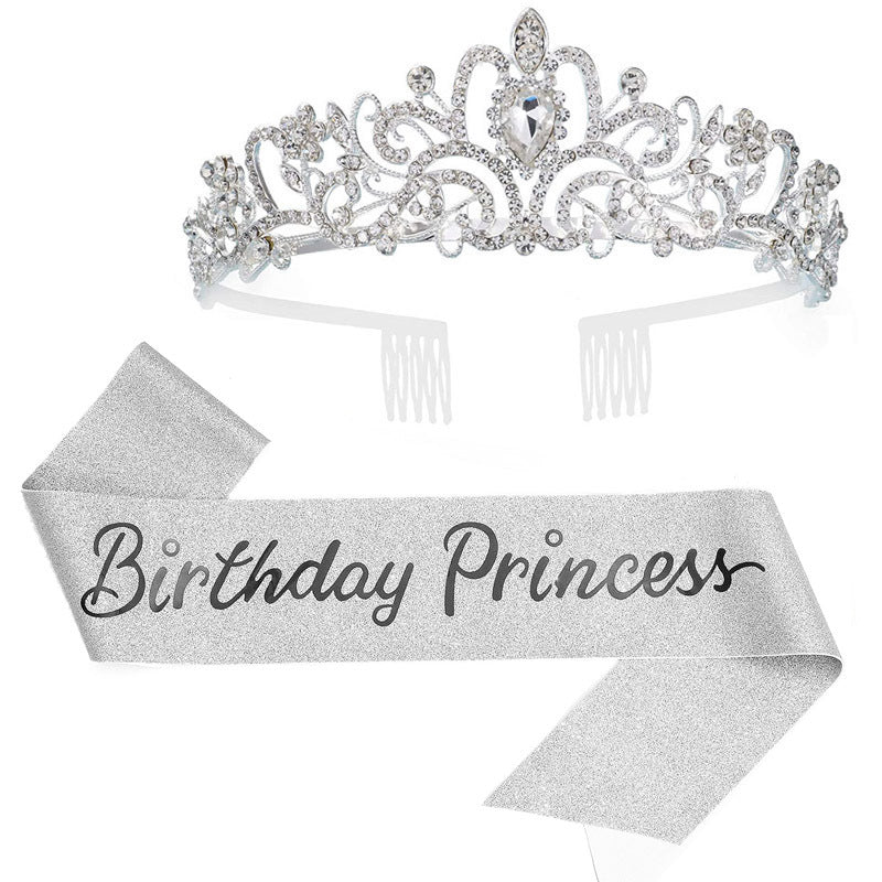 Birthday Party Crown Shoulder Strap Girl Princess Strap Suit