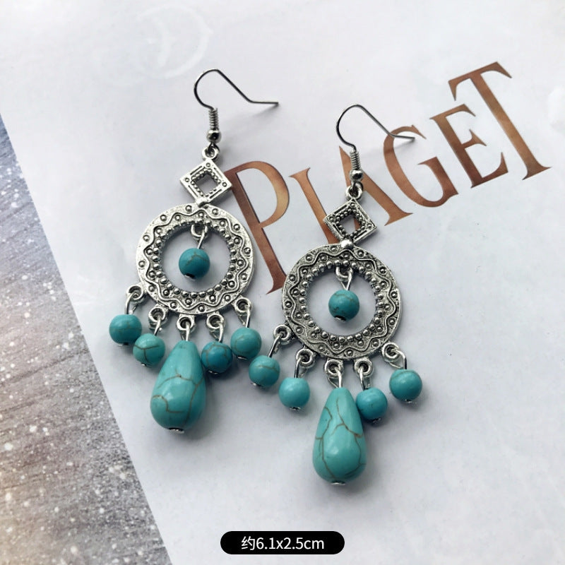 European And American Elegance Retro Turquoise Earrings