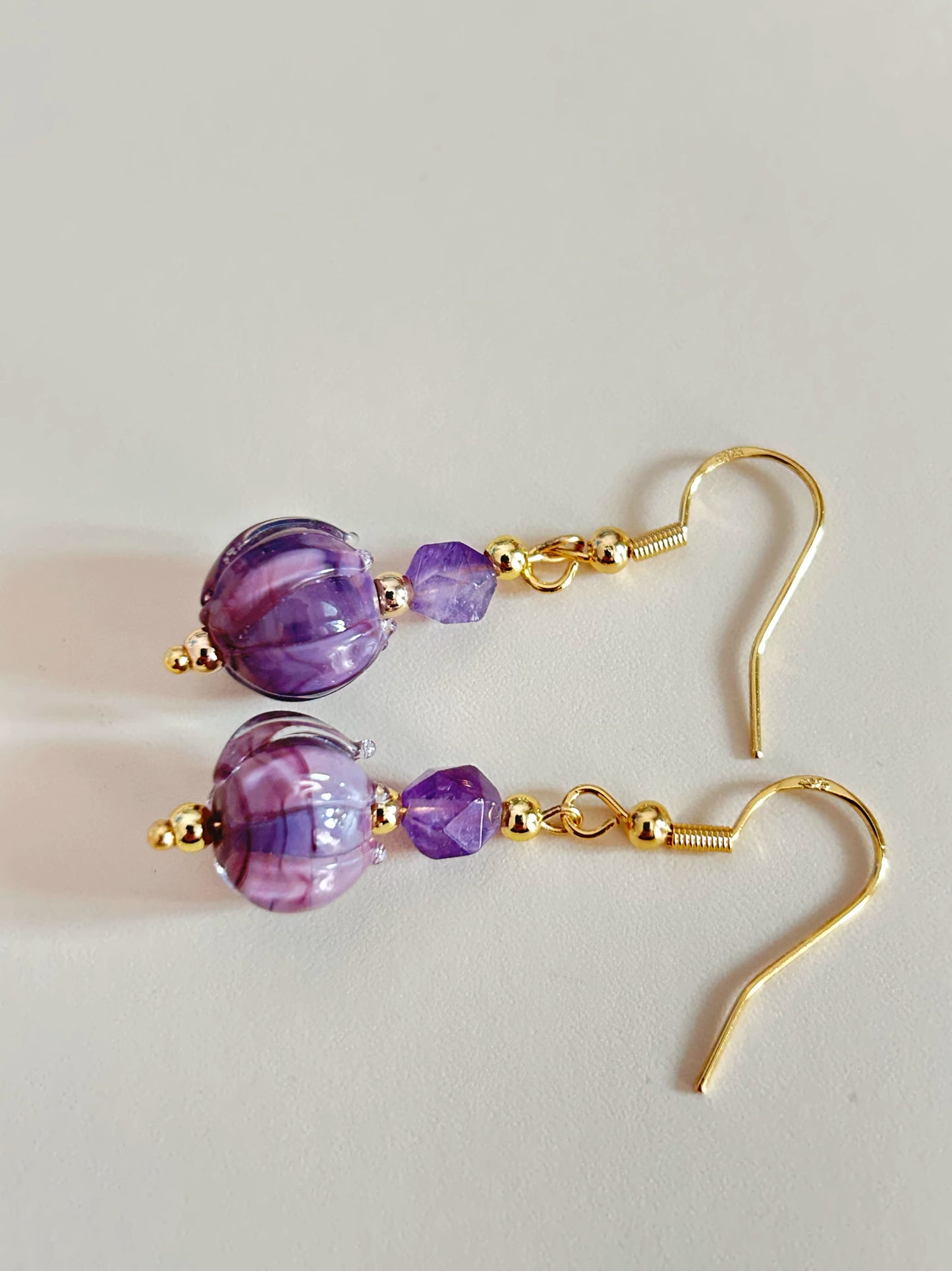 Nine Purple Fire Natural Amethyst Earrings