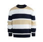 Men's Casual Contrast Color Striped Pullover