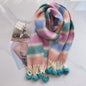 Dopamine Rainbow Striped Rabbit Hair Ball Scarf For Women