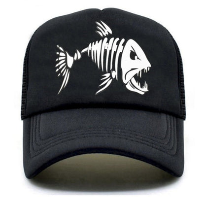 Fish Bone Print Mesh Cap Baseball Cap