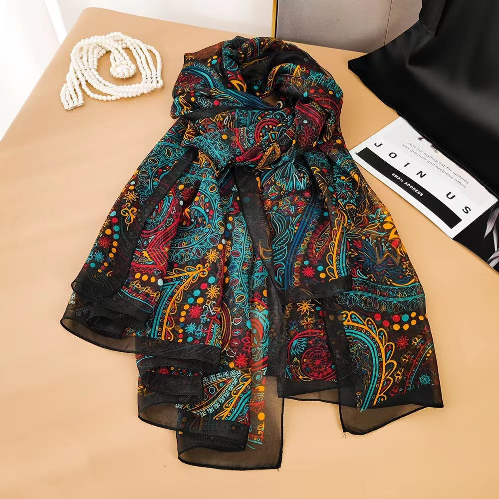 Yourou China Rose Printed Scarf