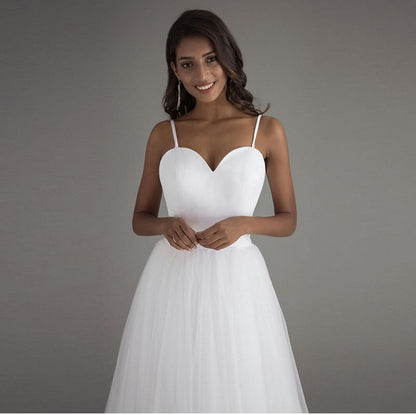 Simple Lightweight Wedding Dress Bridal Long Trailing Evening Gown