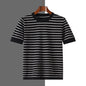 New Striped Round Neck Breathable Men's Short Sleeve