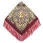 Women's Fringed Cotton And Linen Printed Square Scarf
