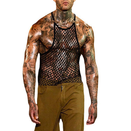 European And American Men See-through Mesh Vest