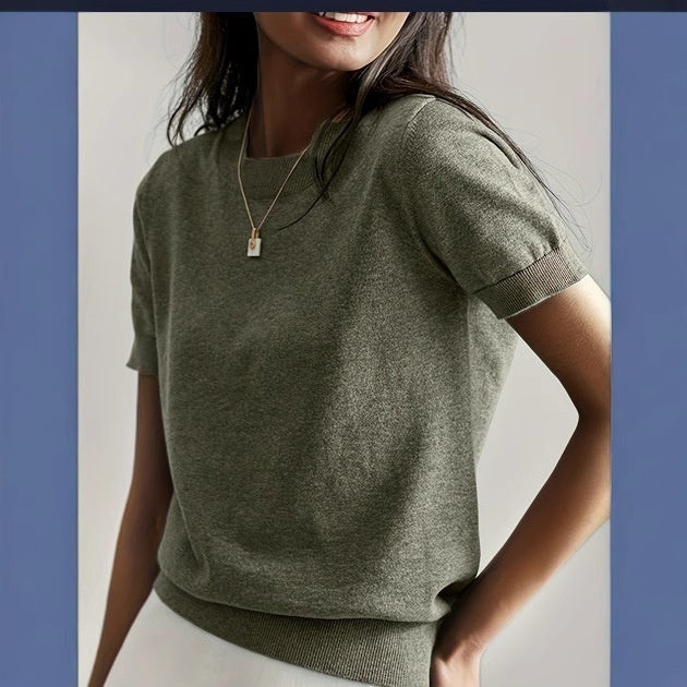 Round Neck Short Sleeve Thin Loose Casual Women's Sweater