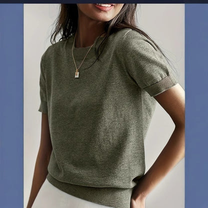 Round Neck Short Sleeve Thin Loose Casual Women's Sweater