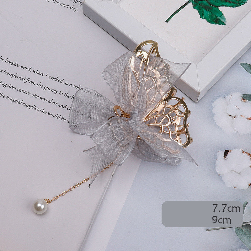 Mesh Bow Hairpin Female Disc Hair Grabbing Clip