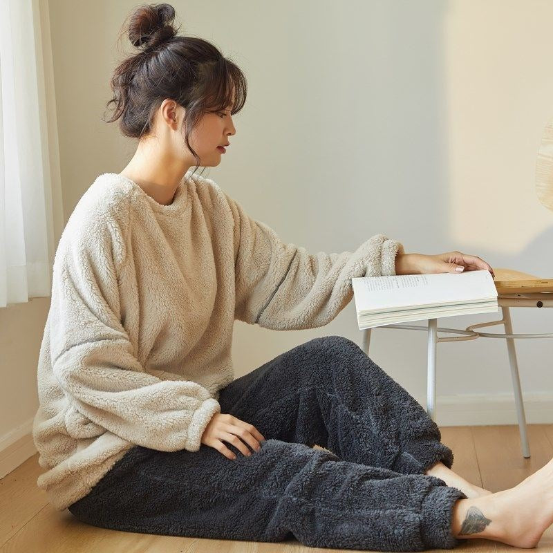 Coral Velvet Thickened Pajamas Women Autumn And Winter Models