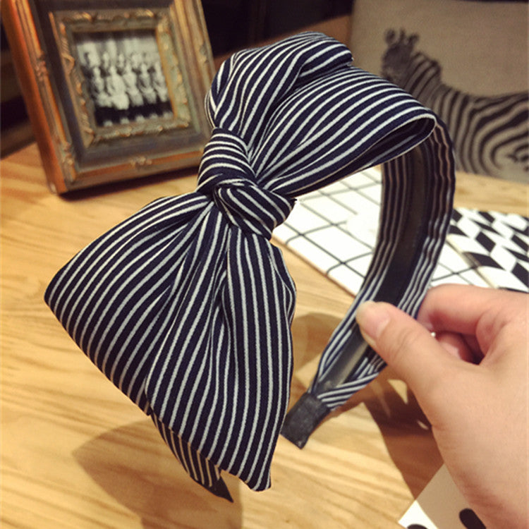 All-match Fabric Plaid Big Bow With Teeth Headband