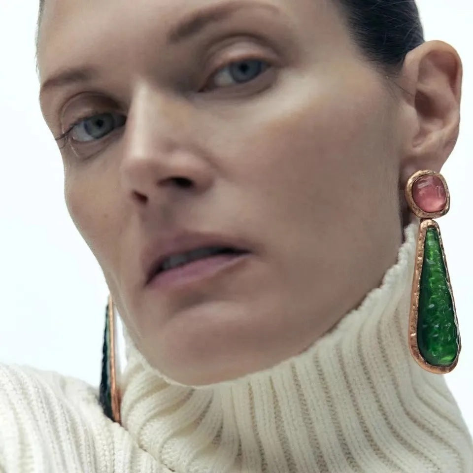 Personality Retro Long Unique Geometric Resin Earrings
