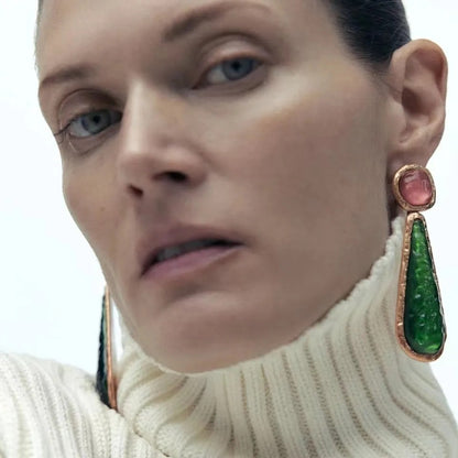Personality Retro Long Unique Geometric Resin Earrings