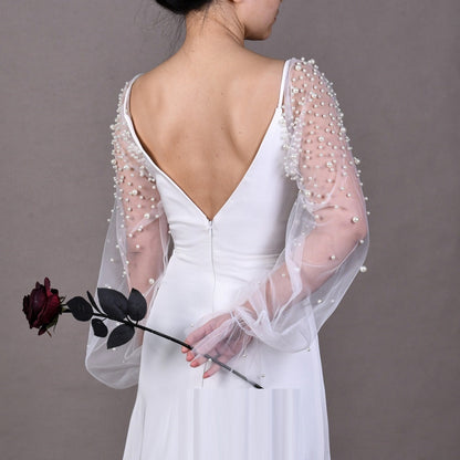High-grade Pearl Mesh Oversleeves Detachable Plus Sleeves Two-way Wear Wedding Accessories