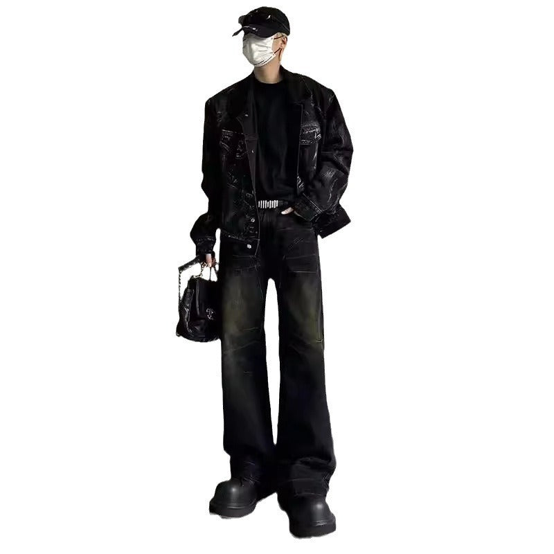 Washed Black Straight Deconstructing Dirty Mud Texture