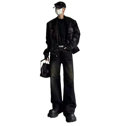 Washed Black Straight Deconstructing Dirty Mud Texture