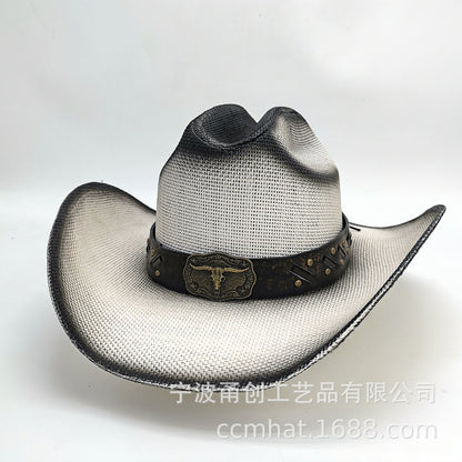 Retro Cowboy Hat Cow Head Belt Decoration