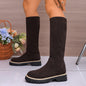 Large Size Round Toe Platform Below The Knee Boots