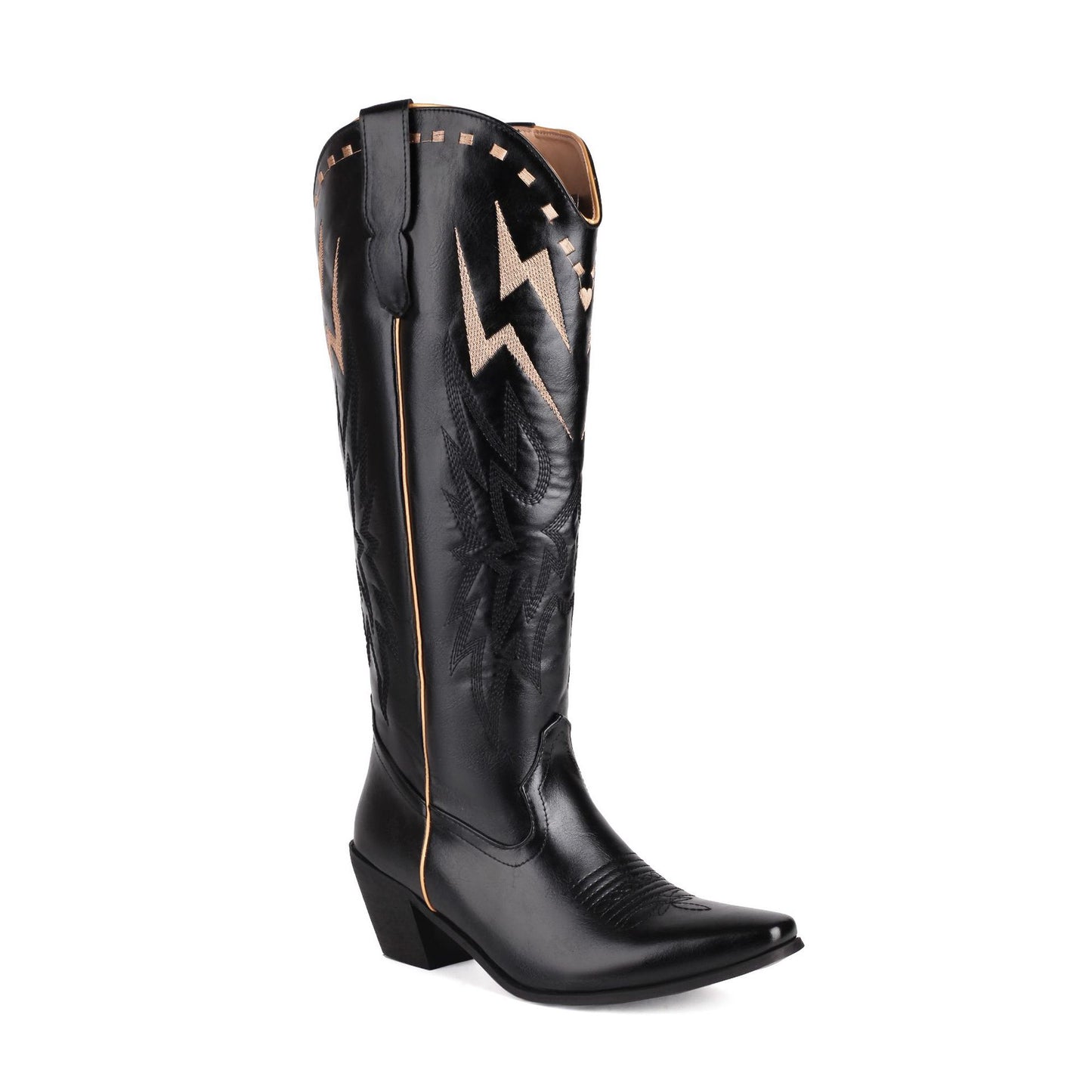 Lightning Embroidery Knee-high Boots Women