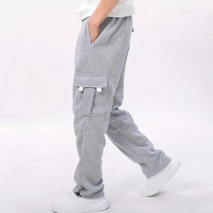 Men's Loose Sweatpants Overalls With Multi-pocket Tether