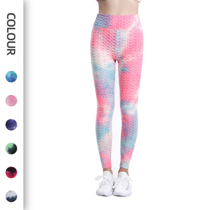 High Waist Workout Bubble Tie-dye Yoga Pants