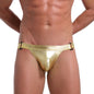 Sexy Men's Double Ding Underwear Hollow Out U Pouch Imitation Leather