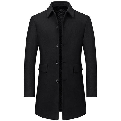 Lapel New Middle-aged Men Coat Woolen Coat