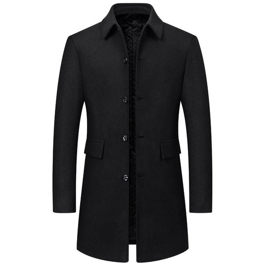 Lapel New Middle-aged Men Coat Woolen Coat