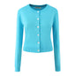 Women's Retro European American Style Multi-color Round Neck Long Sleeve Knitted Cardigan