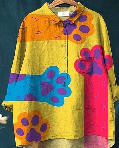 Women's Fashionable Casual Button Printed Shirt