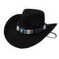 Western Cowboy Wide Brim Faux Fur Top Punk Horse Riding Hat