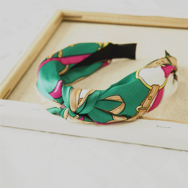 New Cross-knotted Wide Version Crimped Chain Headband