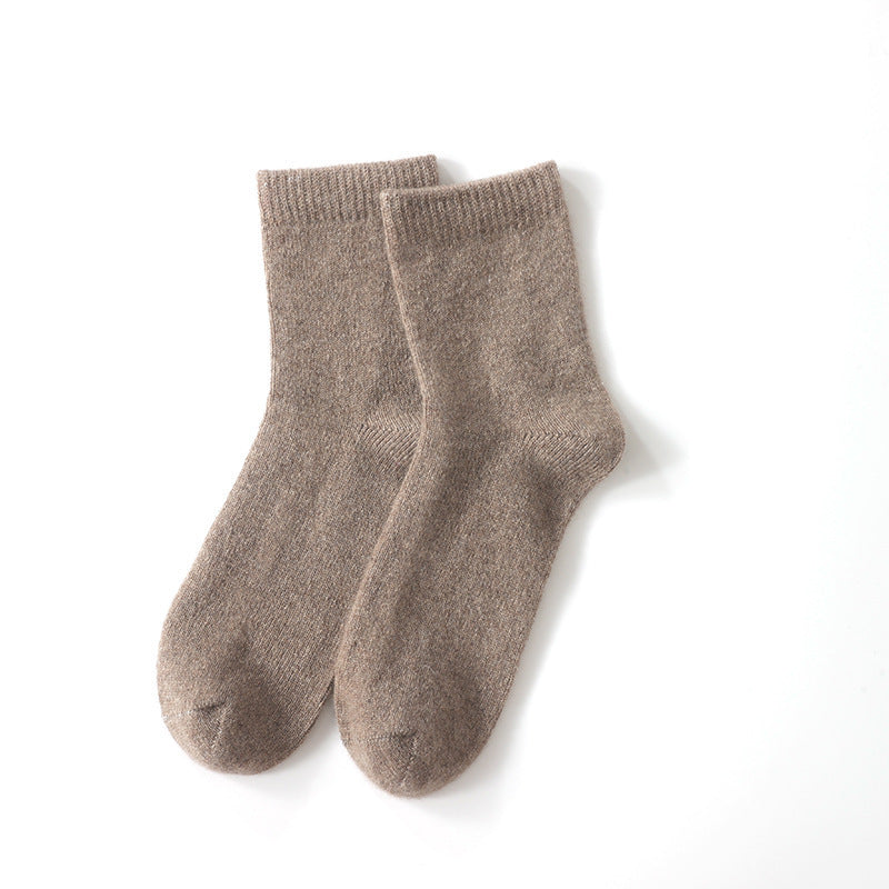 Mid-High Tube Pure Color Cashmere Socks Unisex Maternity Socks Winter Cold Thick Socks Warm