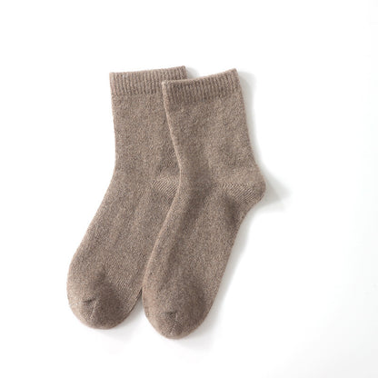 Mid-High Tube Pure Color Cashmere Socks Unisex Maternity Socks Winter Cold Thick Socks Warm