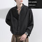 Anti-Wrinkle Seersucker Men's Black Texture Long Sleeve Casual Shirt