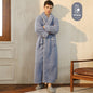 Autumn And Winter Thickened Cotton Velvet Nightgown Men's Winter Plus-sized Plus Size Light Luxury Couple Bathrobe Women's Extended Pajamas