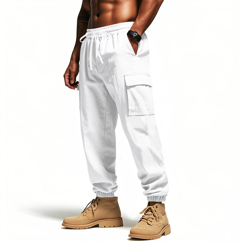 Loose Multi-pocket Workwear Ankle Banded Slacks