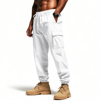 Loose Multi-pocket Workwear Ankle Banded Slacks