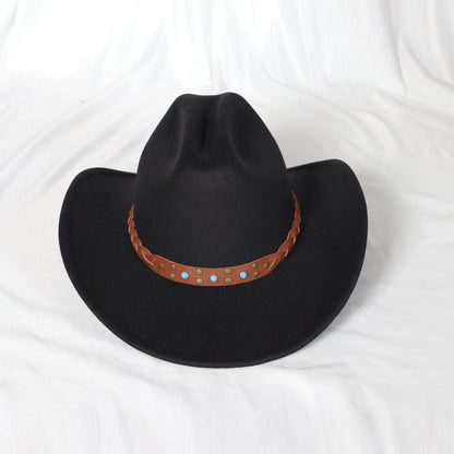 Wide Brim Western Denim Top Hat