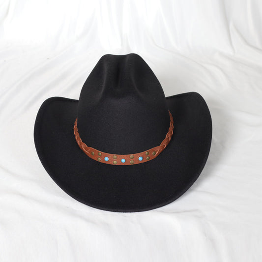 Wide Brim Western Denim Top Hat