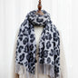 Double-sided Leopard Print Scarf With Thick Tassels  Cashmere To Keep Warm