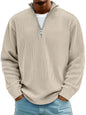 Casual Ribbed Stand Collar Zipper Corduroy Long Sleeve